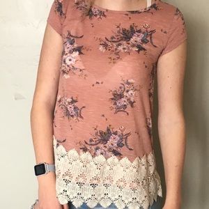 Pink floral Lacey top